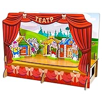 AEVVV Wooden Puppet Theater Kit '3 Fairy Tales' - Interactive Storytelling Playset for Kids