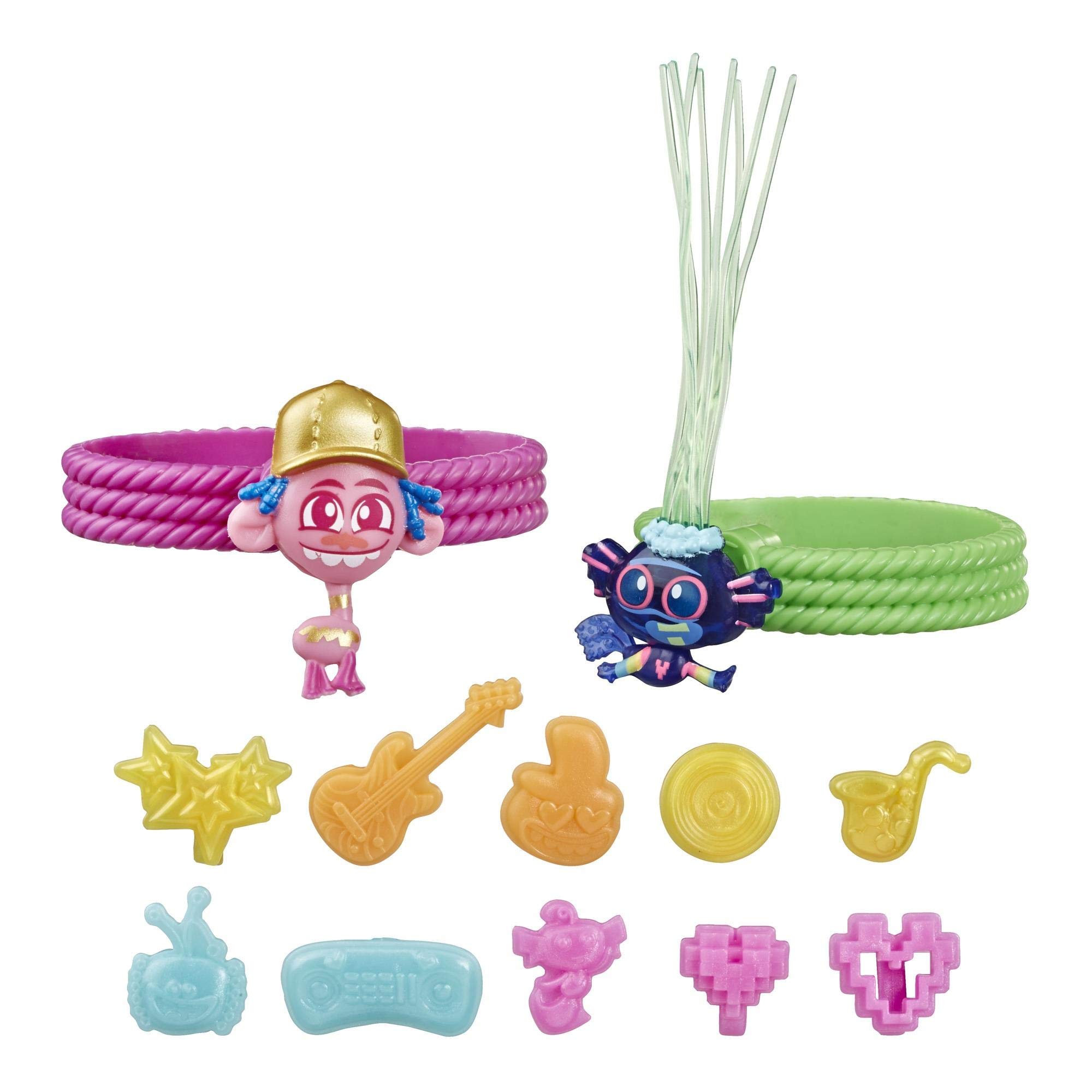 Trolls Hasbro DreamWorks Tiny Dancers Friend Pack with 2 Tiny Dancers Figures,2 Bracelets,and 10 Charms,Toy Inspired by The Movie World Tour