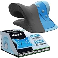NEKO Neck Stretcher | Chiropractic Back & Shoulder Relaxer, Cervical Traction Device & Spinal Alignment Pillow for Pain Relief | 8 Massager Nodes with Cooling Gel | Bonus Magnetic Therapy Pillow Cover