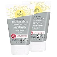 Earth Mama Tinted Mineral Sunscreen Lotion SPF 40, Contains Organic Argan and Red Raspberry Seed Oil, 3-Ounces, 2-Pack