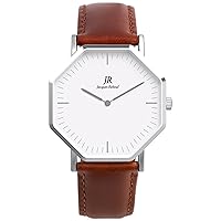 Premier Classic Silver Watch St. Martin Women's 36mm Interchangeable Brown Leather Strap, Swiss Made Ronda 762 Quartz Movement in A Ultra Thin Case