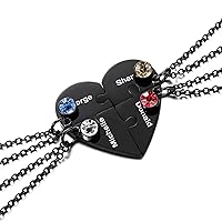 Silver Black Tone Stainless Steel Heart Pendant BFF Puzzle Necklace Customized Name for Friendship Couples Men Women