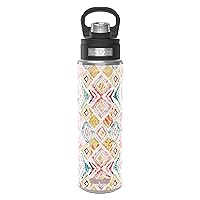 Tervis Sara Berrenson Painted Sand Ikat Pattern Triple Walled Insulated Tumbler Travel Cup Keeps Drinks Cold, 24oz Wide Mouth Bottle, Stainless Steel