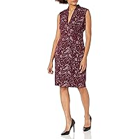 London Times Women's Sleeveless V-Neck Sheath Dress