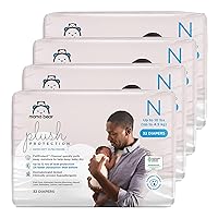 Amazon Brand - Mama Bear Plush Protection Diapers - Size Newborn, One Month Supply, Hypoallergenic Premium Disposable Baby Diapers, 128 Count (Pack of 4), White and Cloud Dreams