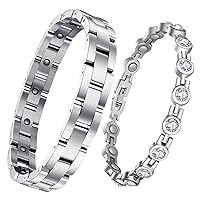 Feraco Magnetic Bracelet for Men Women Arthritis Pain Relief Titanium Steel Magnetic Therapy Bracelets with Gorgeous Sparkling Cubic Zirconia Costume Jewelry