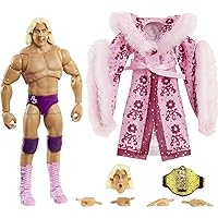 WWE MATTEL Ultimate Edition Ric Flair Action Figure, 6-in / 15.24-cm, with Interchangeable Heads, Swappable Hands & Entrance Robe for Ages 8 Years Old & Up