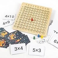 HOTBEST Wooden Math Multiplication Board Montessori Children Counting Toy Educational Multiplication Board Game Wooden Math Blocks Board for Toddlers Kids Over 3 Years Old ...