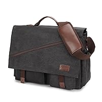 RAVUO Messenger Bag for Men,Water Resistant Canvas Satchel 14 15.6 17 Inch Laptop Briefcases Business Shoulder Bag