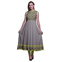 Bimba Floral Indian Long Kurti For Women Party Wear Printed Sleeveless Anarkali Kurti Dress