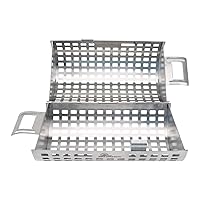 BBQ Dragon | BBQ Grill Basket Stainless Steel | Rolling Grilling Basket for Outdoor Grill | Vegetable Grilling Tube & Kabob Maker | Dishwasher Safe, Perfect for Shrimp, Fish, Chicken Wings & More