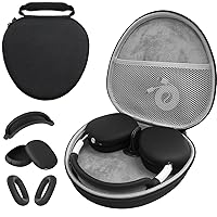 Hard Case for AirPods Max Supports Sleep Mode, Travel Carrying Headphone Case with AirPods Max Silicone Earpad Cover/Ear Cups Cover/Headband Cover, AirPods Max Protective Portable Storage Bag (Black)