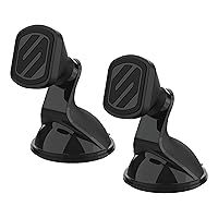 Scosche MMWSM-2PKXCES0 MagicMount Select Magnetic Phone, GPS, or Tablet Suction Cup Car Cell Phone Holder, 360 Degree Adjustable Head, StickGrip Suction Cup Phone Car Mount, Black (Pack of 2)