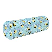 Cute Bees Outdoor Bolster Pillow Small Neck Roll Pillow Decorative Round Pillows Cylinder Pillow for Knees Pillow with Neck Support