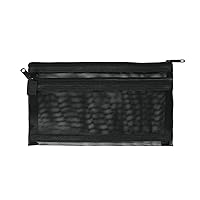 Double Layer Nylon Mesh Bag can be used as a Pencil bag, Cosmetic bag, Stationery bag, and Travel storage.(Black)