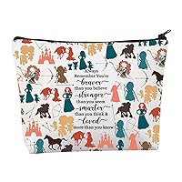 BNQL Brave Meridas Gifts Makeup Bag Princess Meridas Fans Gift Cartoon Movie Inspired Gift Meridas Cosmetic Travel Zipper Bag (Princess Meridas Whites)