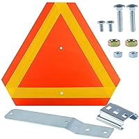 Slow Moving Vehicle Triangle with Mounting Bracket Kit for Golf Cart Farm Tractor, Includes 1 Triangle Sign, 1 Tractor Bracket, 1 Sign Bracket, 4 Nuts and 4 Bolts