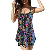 Women's Plus Size Swimsuits 2 Piece Bathing Suits Floral Tankini Printed Swim Tops and Shorts Classic Swimwear