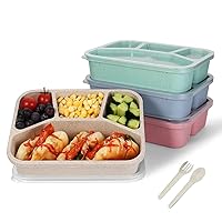 4 Compartment Meal Prep Lunch Containers for Adults Kids, 4 Pack Bento Lunch Box,Durable BPA Free Plastic Reusable Food Storage Containers with lid, Microwave/Dishwasher/Freezer Safe
