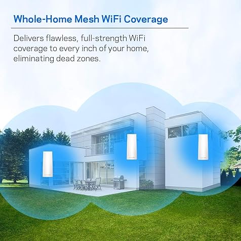Velop Mesh Home WiFi System, 6,000 Sq. ft Coverage, 60+ Devices, Speeds up to (AC2200) 2.2Gbps - WHW0303