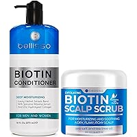 Bellisso Biotin Conditioner - Sulfate Free Hair Thickening Products for Women and Men and Biotin Scalp Scrub - Exfoliator Treatment for Dry Hair and Itchy, Flaky Scalps