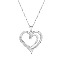 1/10 ct. T.W. Lab Grown Diamond (SI1-SI2 Clarity, F-G Color) and 14K Yellow Gold Plating Over Sterling Silver Sideways Heart Pendant with an 18 Inch Spring Ring Clasp Cable Chain