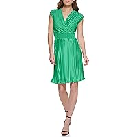 DKNY Women's Sleeveless V-neck Knit Dress, Apple Green, 14