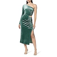 The Drop Women's Lia One-Shoulder Cutout Velvet Midi Dress