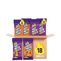 Hot Nuts Fuego (12) and Flare (6) Double Crunch Spicy Peanuts, Hot Chili Pepper Lime and Chili Pepper Lime Flavored Peanuts Variety Pack, 18 Individual Bags, 1.75 Ounces Each
