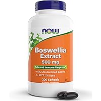 Now Boswellia Serrata Extract 500 mg, 200 Softgels - Tree Gum Resin in MCT Oil Base - Herbal Supplement