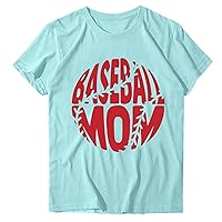 Baseball Mom T Shirts Women Funny Graphic Baseball Mama Tee Tops Summer Casual Short Sleeve Blouse for Going Out