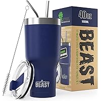 Beast 40 oz Tumbler Stainless Steel Vacuum Insulated Coffee Ice Cup Double Wall Travel Flask (Royal Blue)