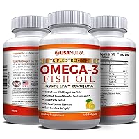 Omega 3 Fish Oil Triple Strength 3600mg Icelandic Fish Oil 120 Capsules. Made in The USA