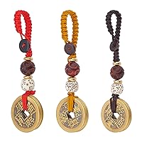 SUPERFINDINGS Brass Feng Shui Coins (3 Styles) - Good Luck Charms, Chinese Lucky Decor for Cars, Key Chains, and Home - 5 Emperor Money Coins Pendant