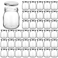 Glass Jars, 40 PACK 4 oz Clear Yogurt Jars With Silver Lids, Glass Pudding Jars Yogurt Jars Ideal for Jam, Honey, Wedding Favors, Shower Favors(150ml)