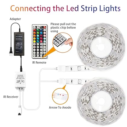 dalattin 65.6ft Led Lights for Bedroom Led Strip Lights Color Changing Lights with 44 Keys Remote,2 Rolls of 32.8ft