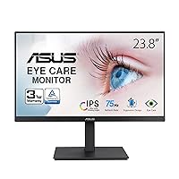 ASUS 23.8” 1080P Monitor (VA24EQSB) - Full HD, IPS, 75Hz, Built-in Speakers, Eye Care, Low Blue Light, Flicker Free, VESA Mountable, Height Adjustment, Frameless, DisplayPort, HDMI, VGA, USB Hub,BLACK