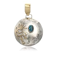 $215Tag Kokopelli 12ktGF Silver Certified Navajo Native Turquoise Pendant 17042-8 Made By Loma Siiva