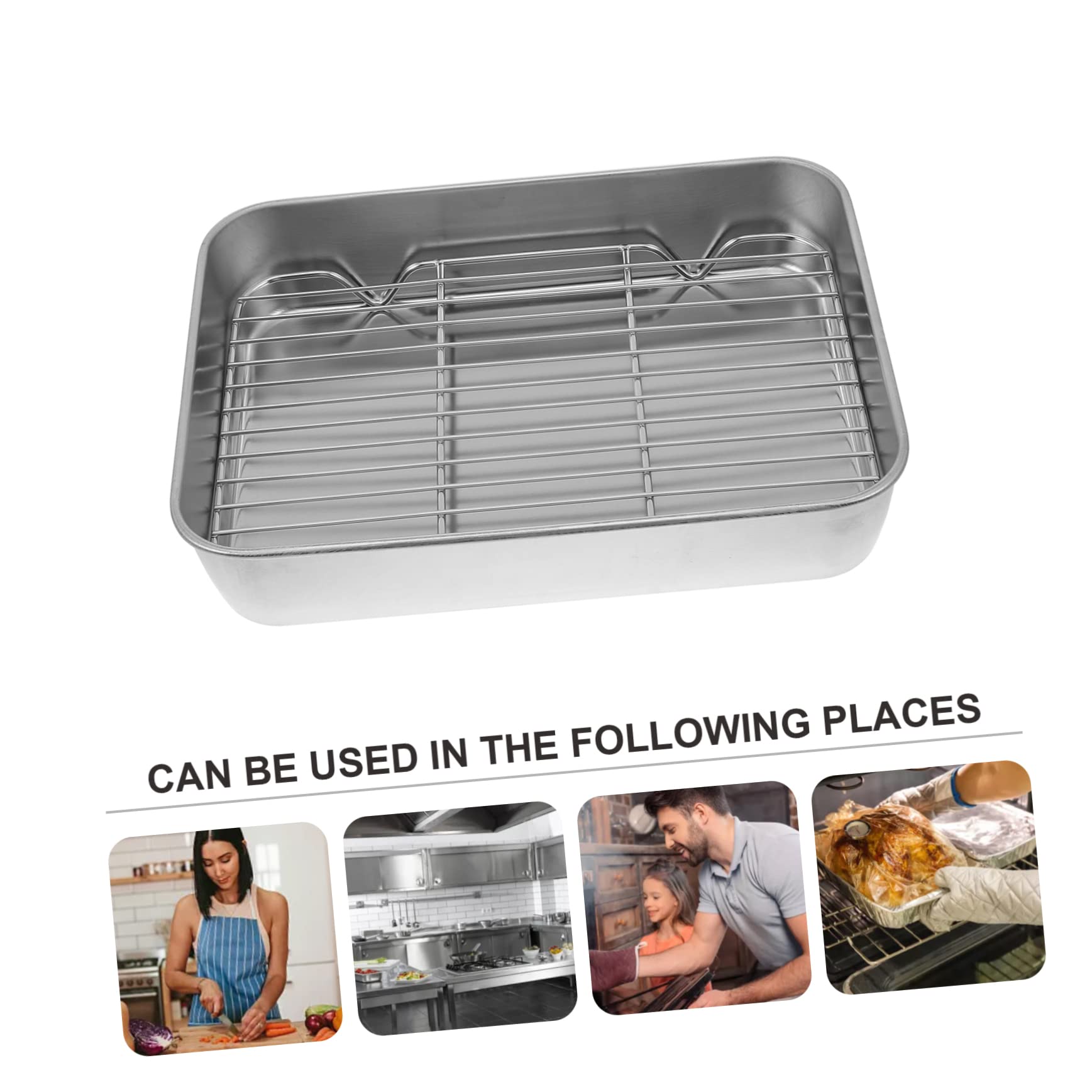 BESTOYARD 1 Set Stainless Steel Bakeware Cake Plates Disposable Pizza Ovens Cupcakes Mini Grill Heavy Duty Aluminum Foil Oven Roaster Pan with Lid Mini Oven Pans Japanese-style Grill Plate
