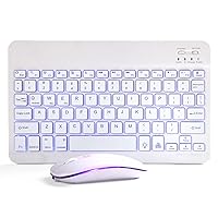 Bluetooth Keyboard and Mouse Combo for iPad - Rechargeable Wireless Keyboard & Mouse with 7-Color Backlit Compatible with iPad 9th/8th Gen, iPad Pro/Air/Mini, iPhone14/13/12 Pro, White