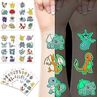 12 Sheets Temporary Tattoos for Kids, Birthday Party Favors Cute Cartoon Party Supplies Fake Tattoos Stickers Decorations for Boys Girls Gifts School Rewards Gifts