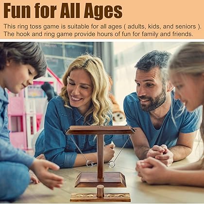 Hook and Ring Game with Shot Ladder Table Top Ring Toss Game for Adults 2 Players, Wooden Ring Hook Tossing Game Yard Games, Tabletop Ring Hook Game for Adults Party and Family Game Night