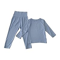 Baby Girl Clothing Toddler 2PCS Set Solid Home Apparel Toddler Crewneck Long Sleeve Pullover Blouse and Trouser (Blue, 4-5 Years)