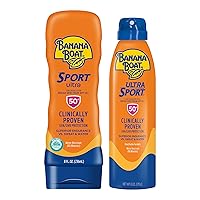 Banana Boat Sport Ultra, Broad Spectrum SPF 50 Sunscreen Lotion + Spray Twin Pack, 8oz. Sunscreen Lotion and 6oz. Sunscreen Spray, 2 Count (Pack of 1)