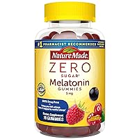 Nature Made Zero Sugar Melatonin 5mg Extra Strength Gummies, 100% Drug Free Sleep Aid for Adults, 70 Sugar Free Melatonin Gummies, 70 Day Supply