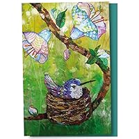 Tree-Free Greetings EcoNotes 12-Count Little Nestling Hummingbird Blank Notecard Set With Envelopes, All Occasion, For Bird Lover (FS56867)
