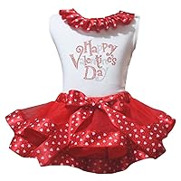 Petitebella Happy Valentine Day White Shirt Red Heart Petal Skirt Outfit Nb-8y