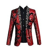 Colorful Sequin Bling Glitter Suit Blazer Men Shawl Collar Wedding Stage Singers Shiny Mens Suit Jacket Prom Costume