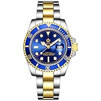 FANMIS Herren-Armbanduhr, Luxus-Armbanduhr, drehbar, Saphirglas, leuchtender Quarz, Silber, Gold, zweifarbig, Edelstahl-Armbanduhr