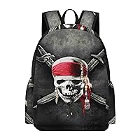 Pirate Skull Travel Backpack Lightweight 16.5 Inch Computer Laptop Bag Casual Daypack for Men Women